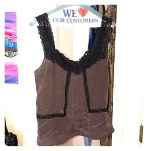 Brown and black lace top